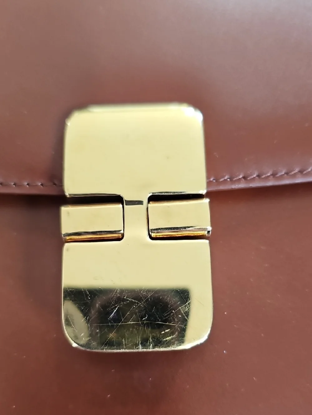 A.P.C. Chestnut Brown Leather Crossbody with Gold Hardware - Picture 3 of 10